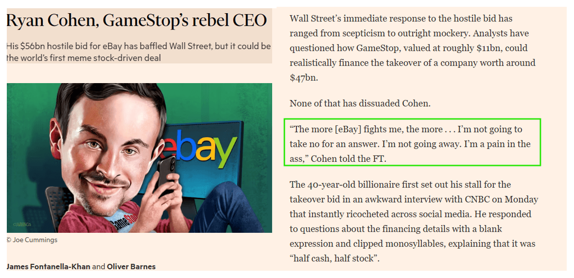 GameStop Bids $56 Billion for eBay, Raising Questions About Financing