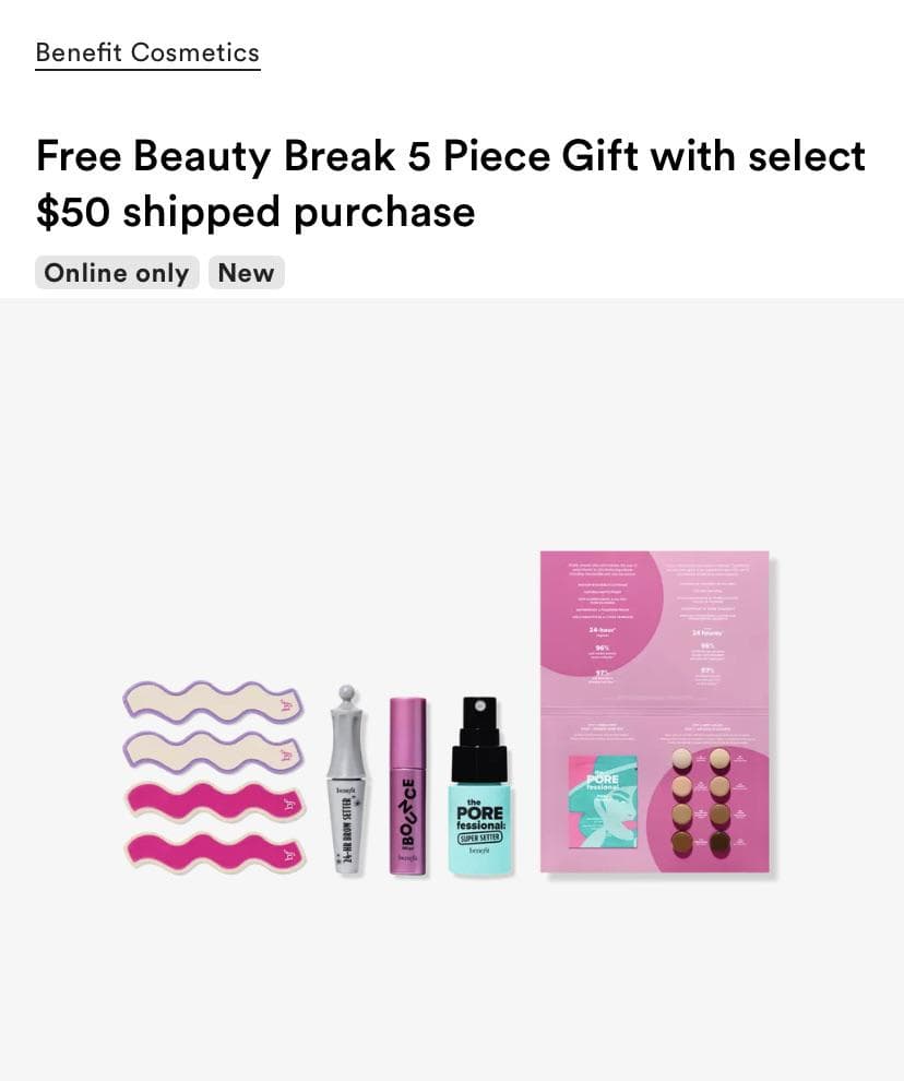 Ulta offers free Benefit gift with $50 online purchase