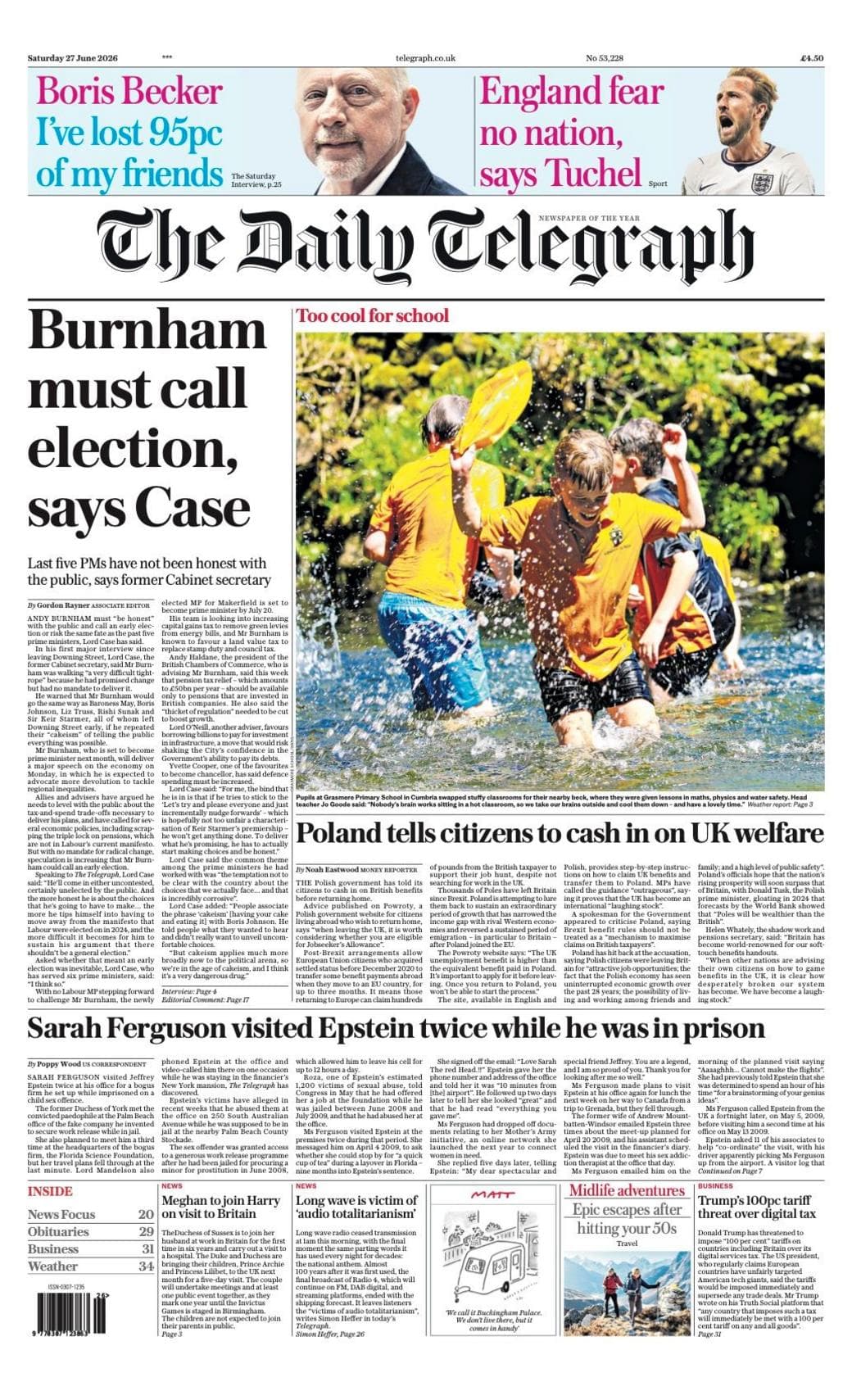 Burnham faces election pressure as UK braces for record heatwave