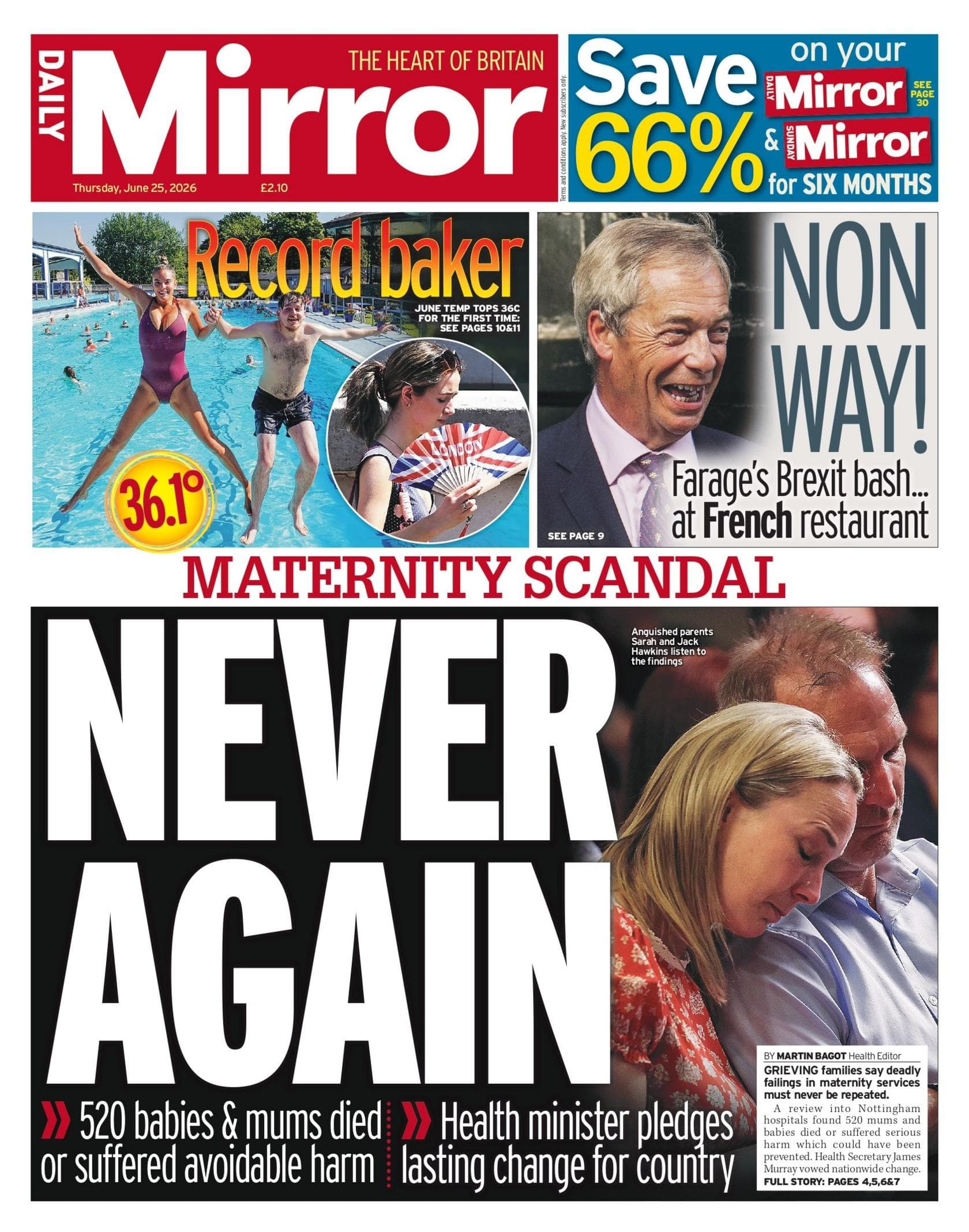 Major maternity review and Burnham’s No 10 ambitions dominate papers