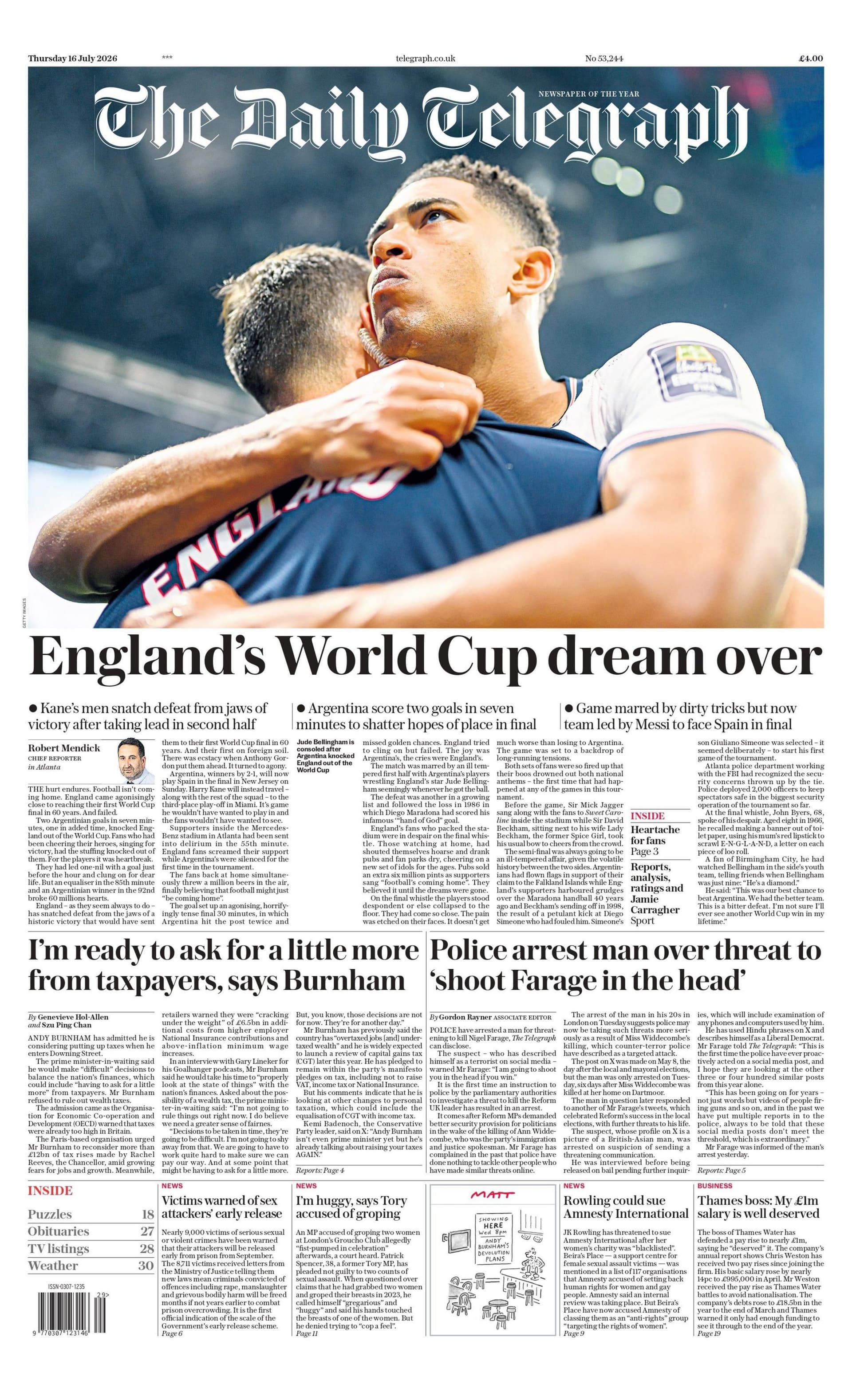 England's World Cup dream ends as Argentina reaches final
