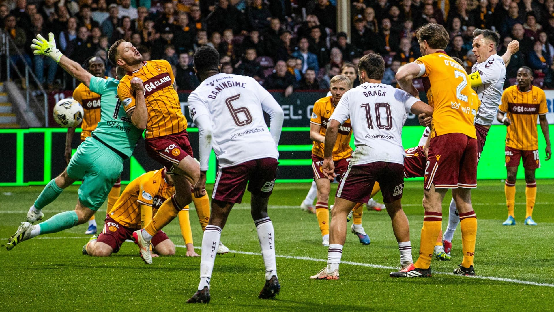 Hearts dig deep at Motherwell as title race tightens, six games remain