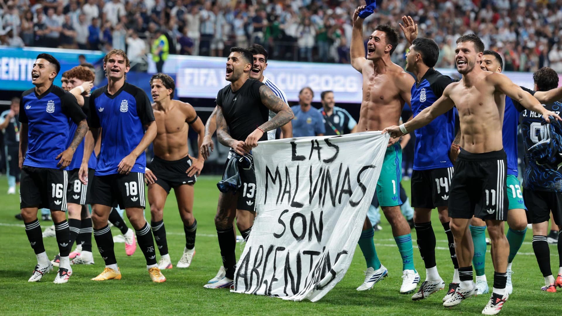 Argentina risk FIFA fine after Falklands banner at England win