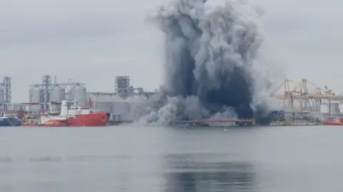Ukraine says it struck five ships stealing grain in Sea of Azov