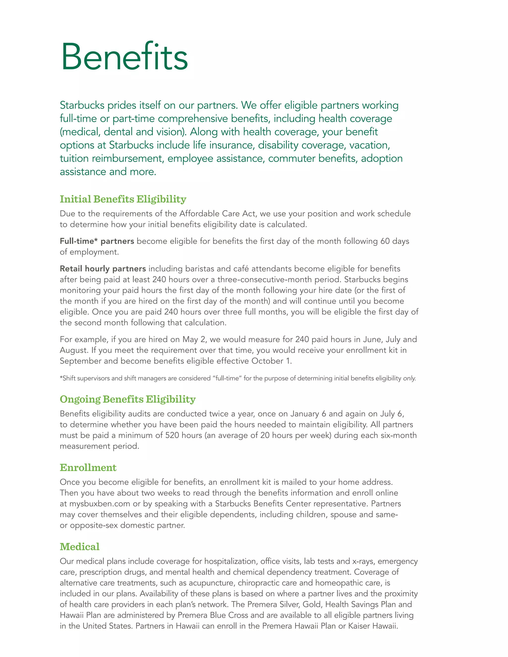 Starbucks benefits site maps health, stock, education and support options