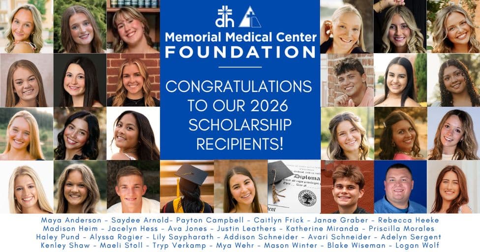 Memorial Medical Center Foundation awards 2026 scholarships to Dubois County students, nurse