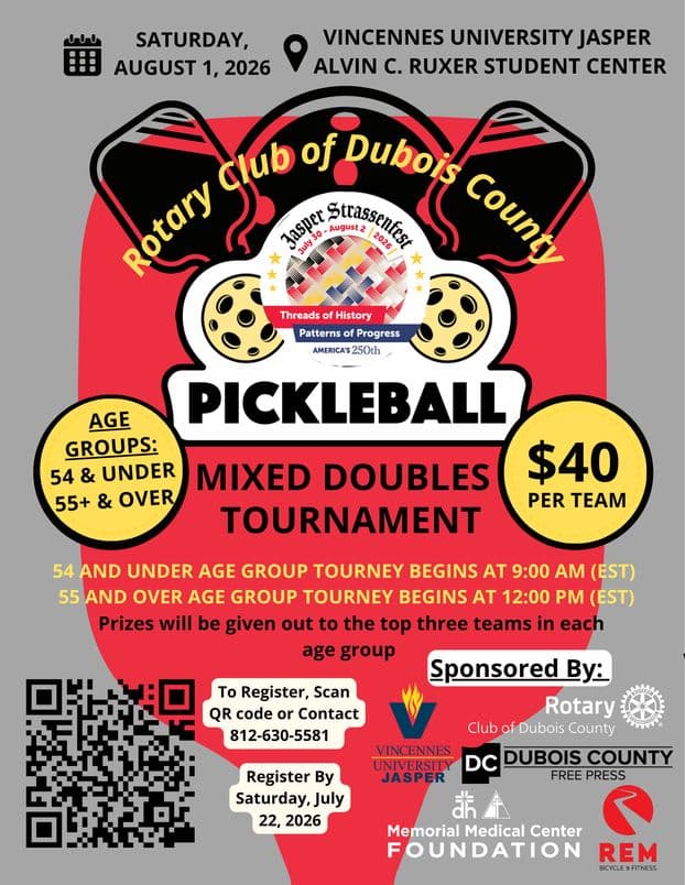 Rotary club adds pickleball tournament to Jasper Strassenfest lineup
