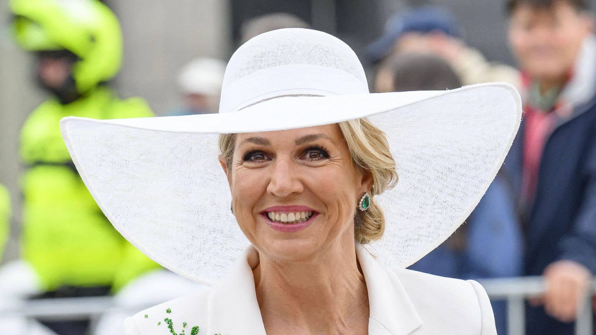 Queen Máxima turns bridal-white suit into bold fashion statement