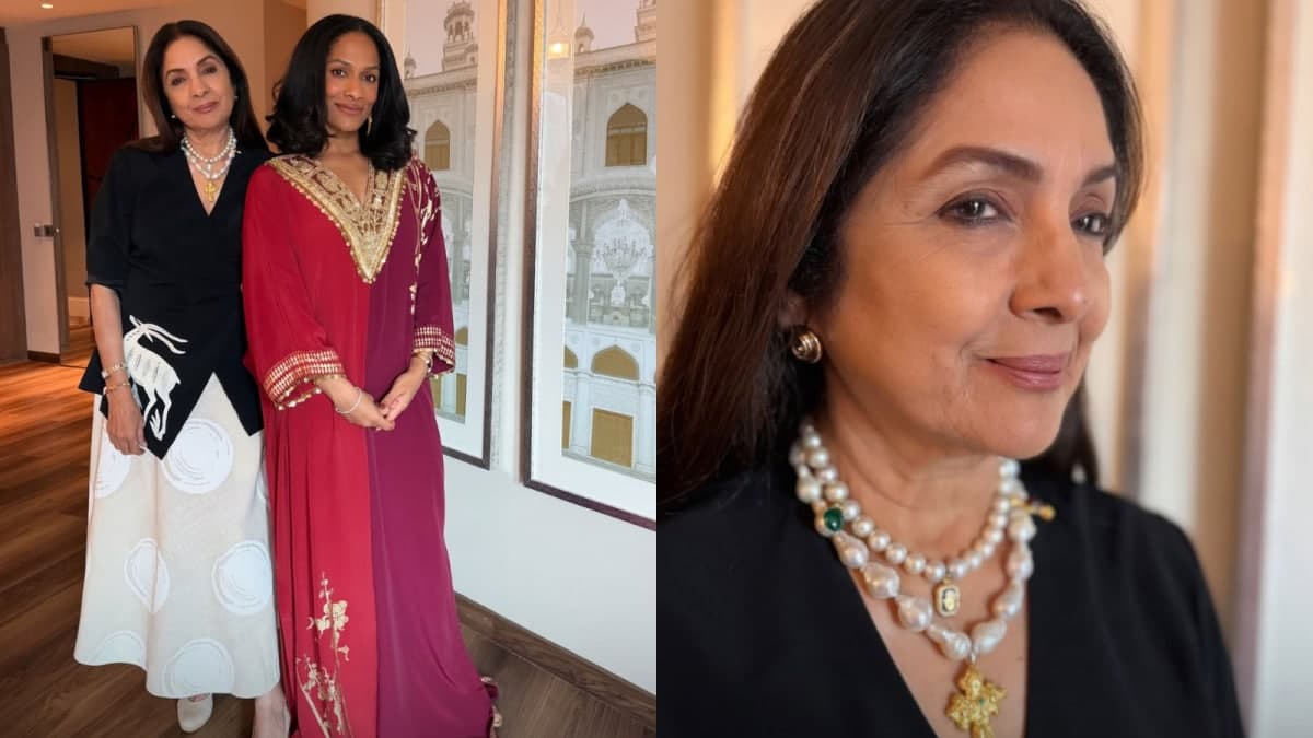 Neena Gupta Shows How Layered Necklaces Elevate Simple Black-and-White Dressing