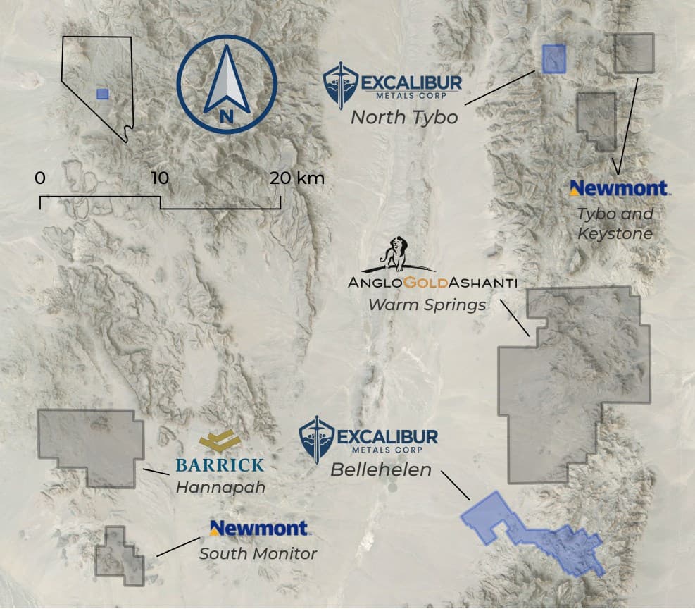 Excalibur Metals stakes 50 claims near Tybo, expands Nye County gold project
