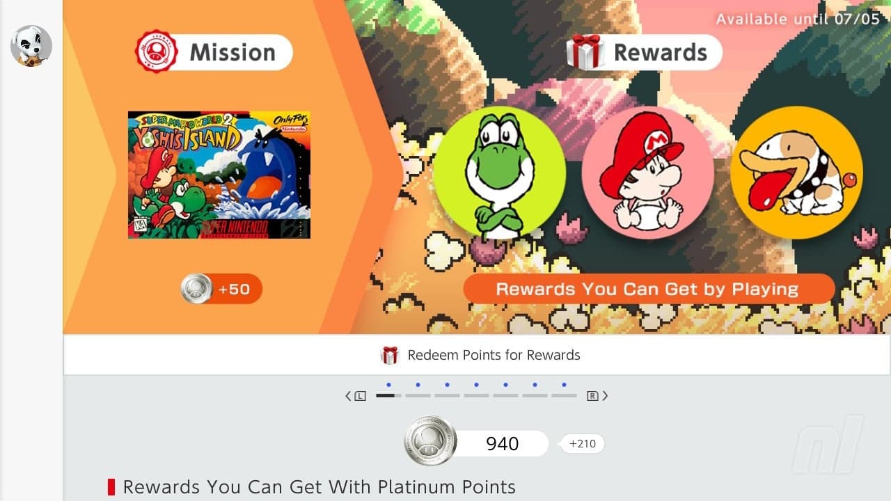 Nintendo adds limited-time Yoshi icon rewards to My Nintendo