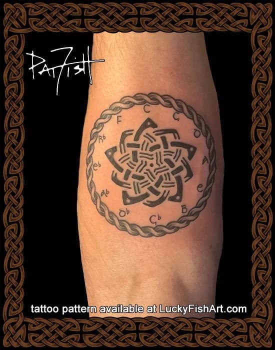 Musician's Circle of Fifths Becomes Intricate Woven Star Geometric Tattoo