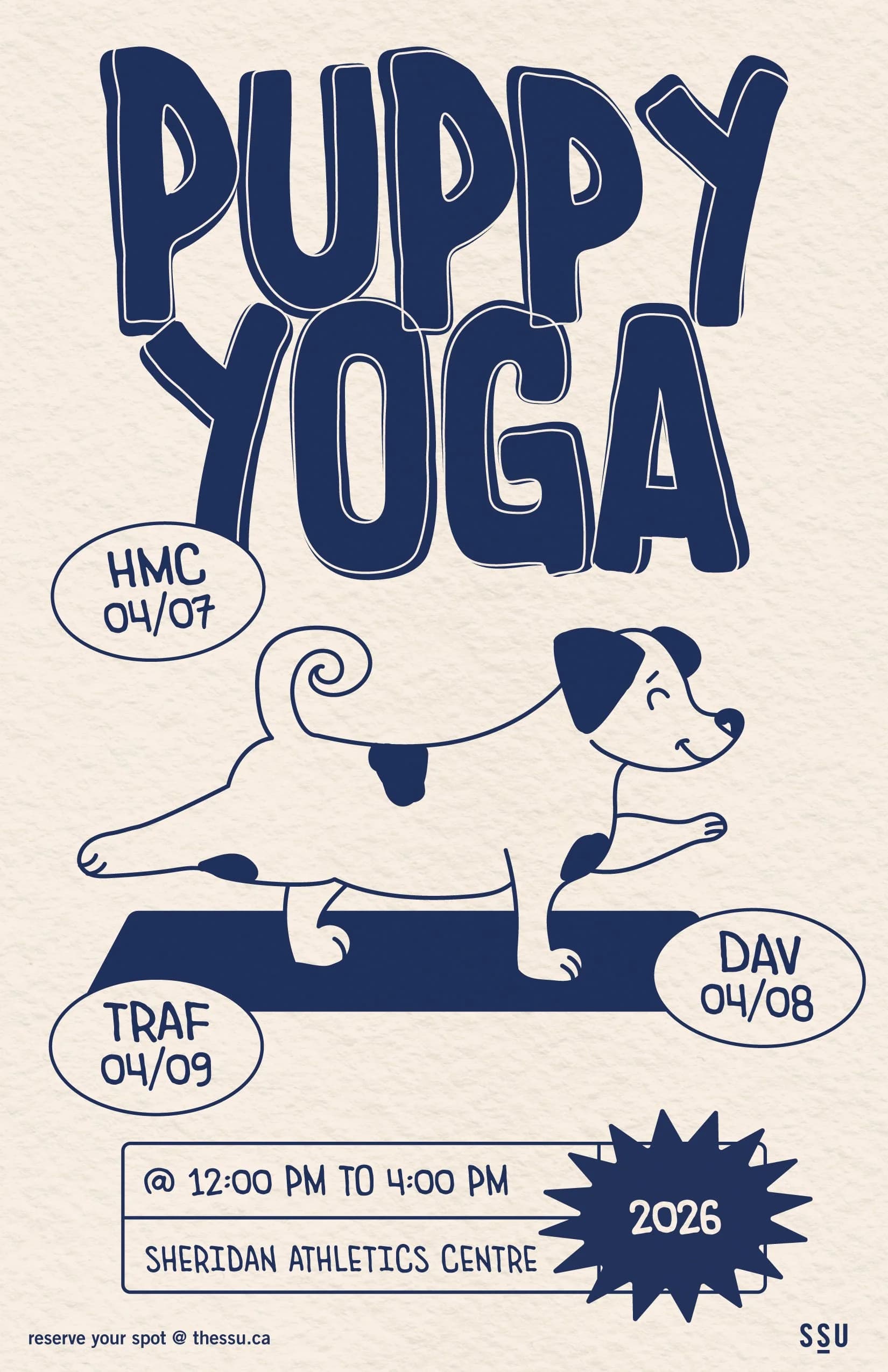 Sheridan Student Union hosts free campus-only puppy yoga wellness event