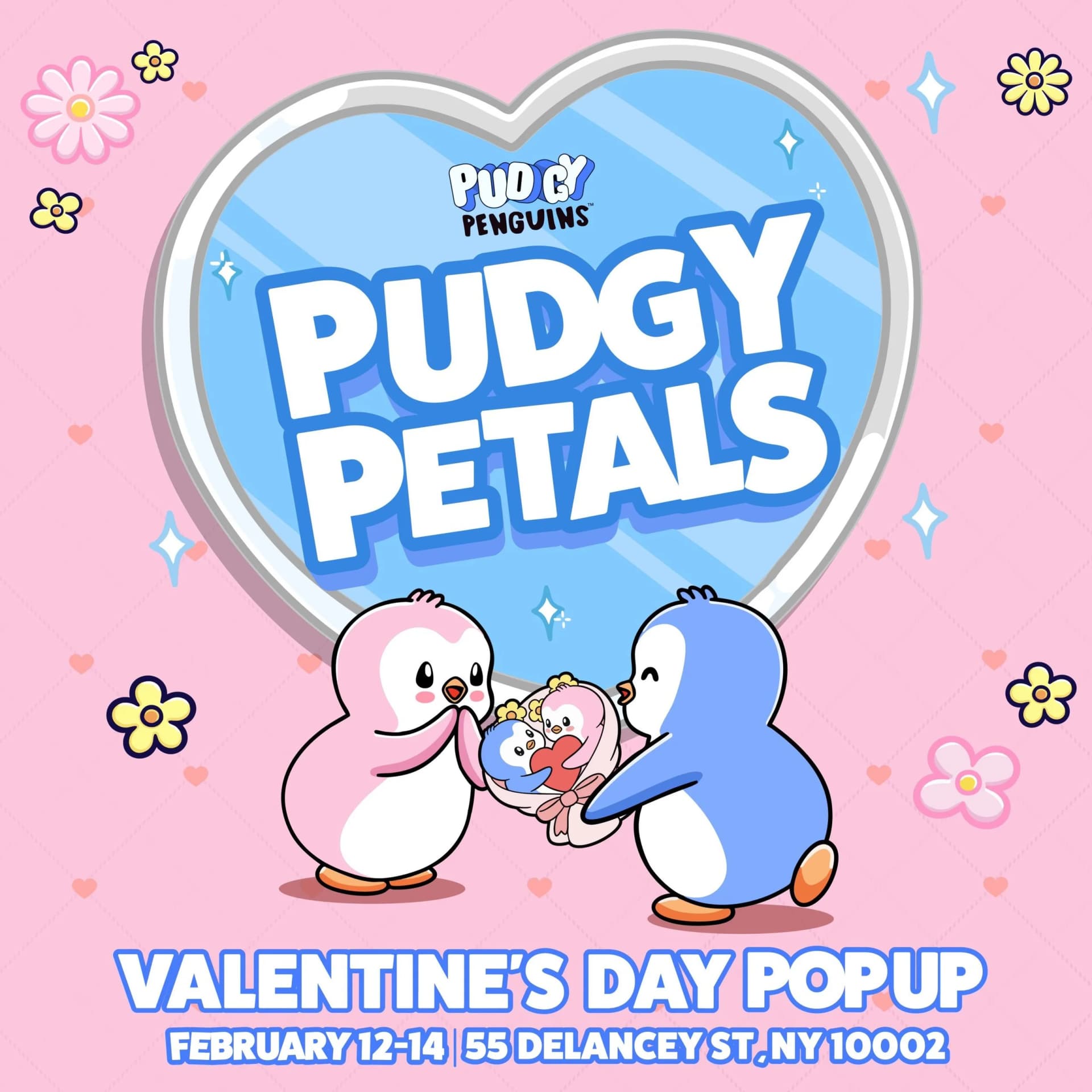 Pudgy Petals Valentine Pop-Up Brings Pudgy Penguins IRL to Bowery Showroom