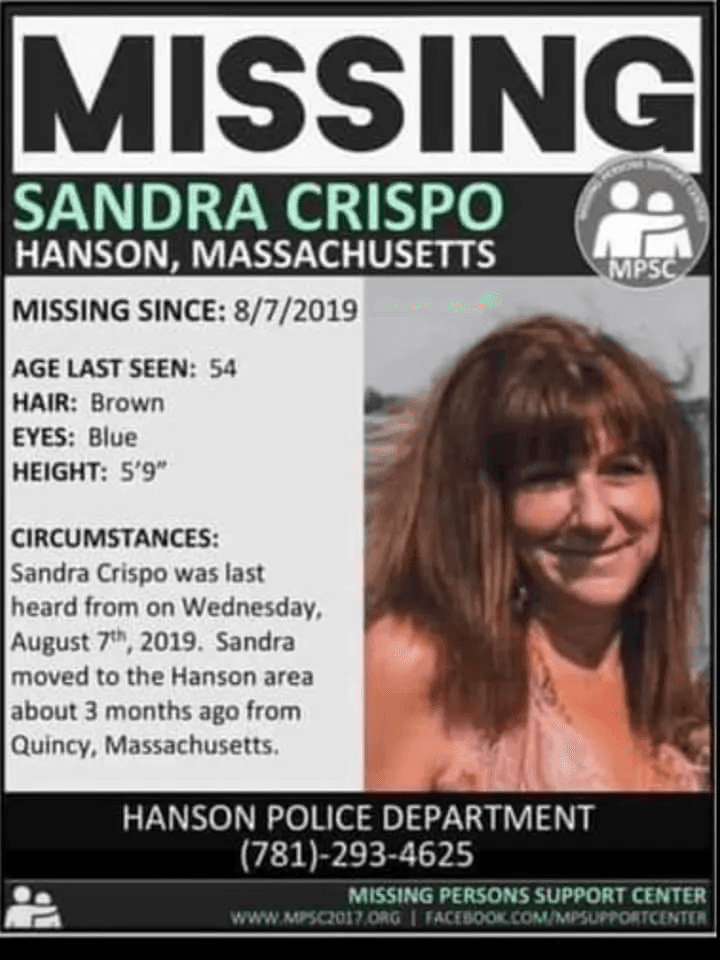 DNA Identifies Hanson Mother Sandra Crispo’s Remains Found in Plymouth