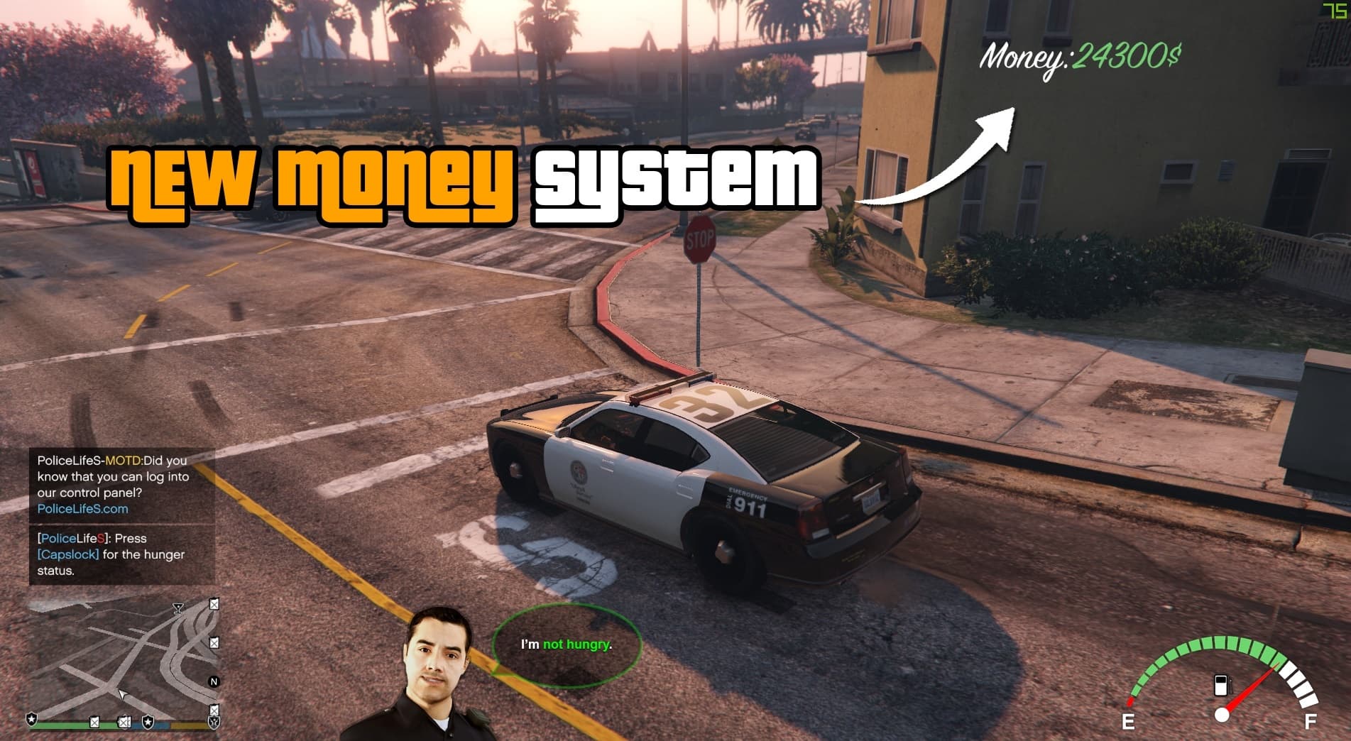 PoliceLifeS adds hunger, fuel and rank to GTA patrol roleplay