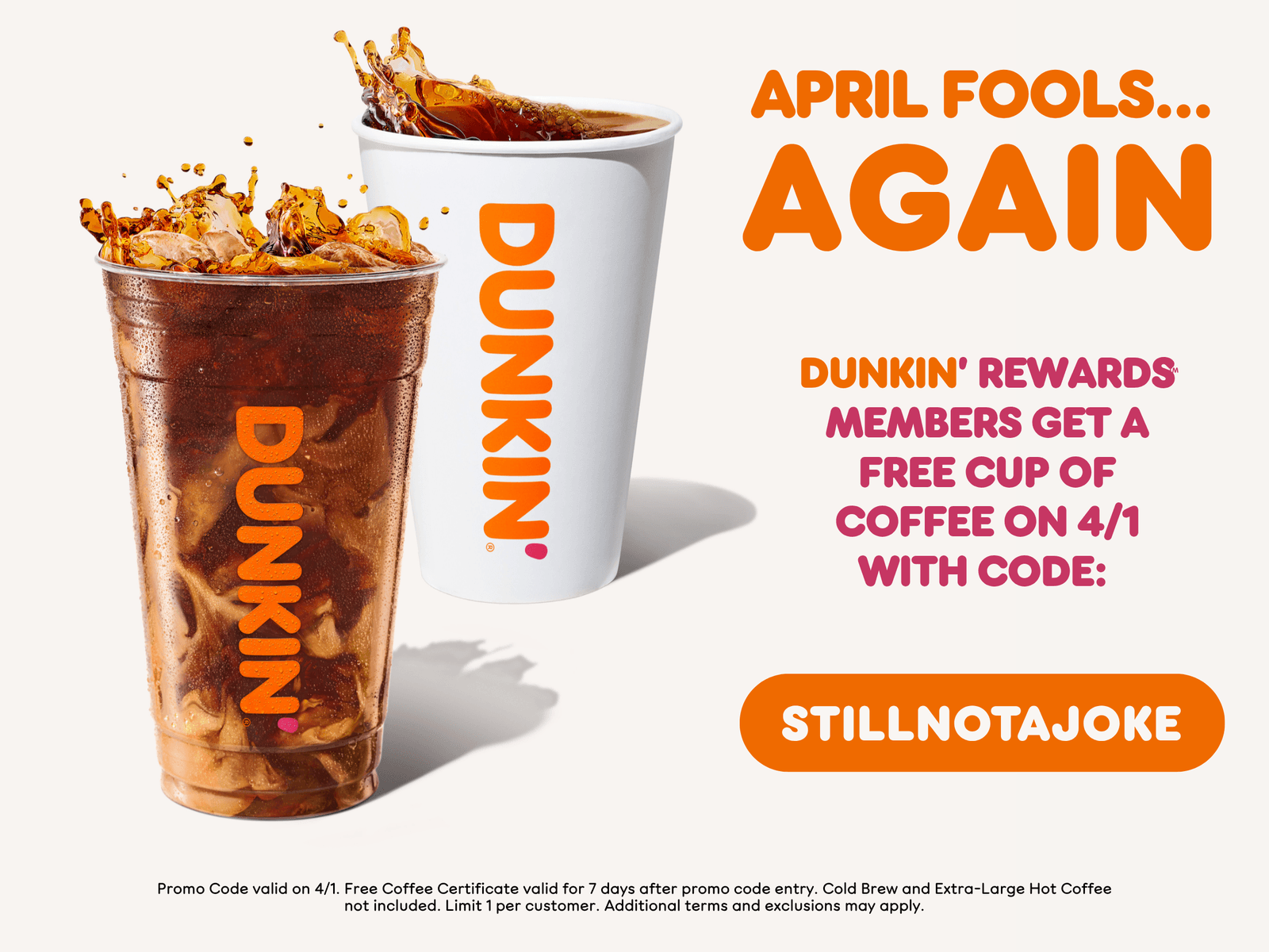 Dunkin' Gives Away Over 1 Million Free Coffees in April Fools Promotion