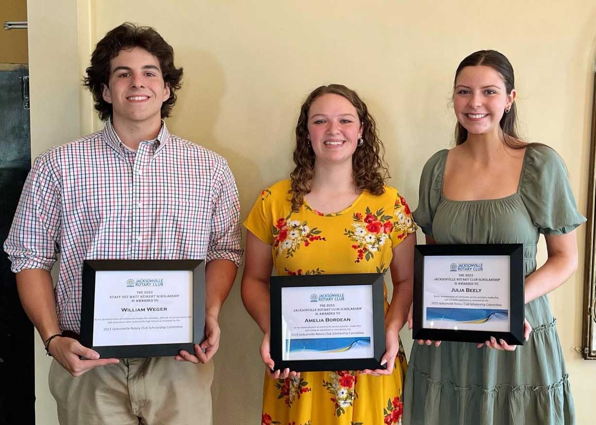 Rotary Club of Jacksonville awards scholarships to three students