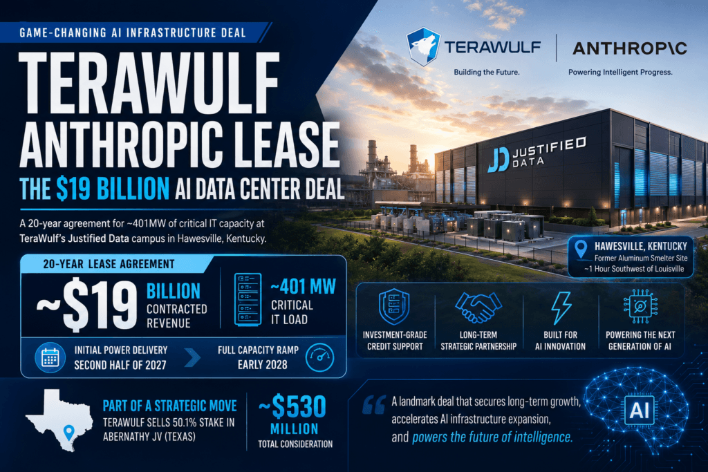 TeraWulf surges after $19 billion Anthropic data-center lease deal