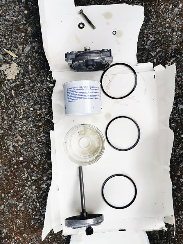 Hanse 301 owner relocates diesel fuel filter for easier maintenance