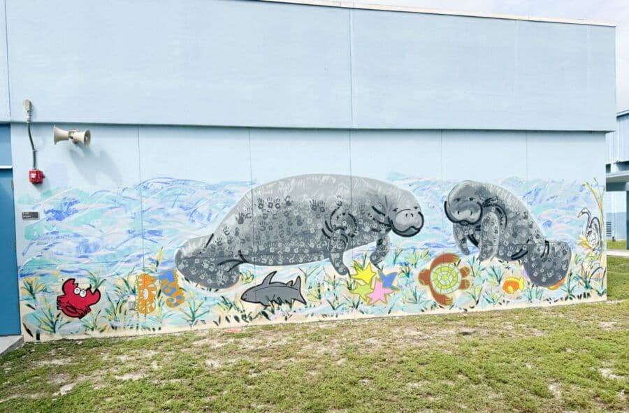 Key Largo students paint Earth Day mural to raise manatee awareness