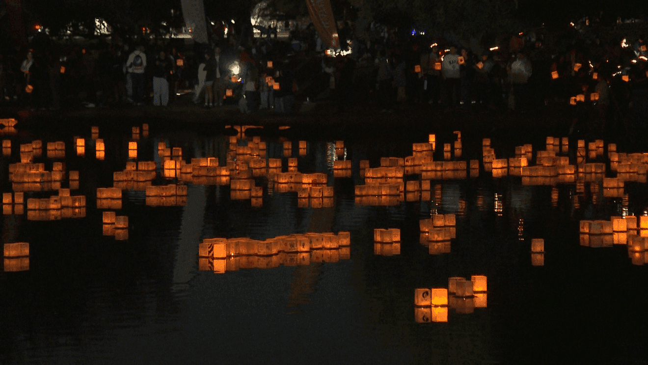 Hundreds Attend Water Lantern Festival at Woodward Park, Releasing LED Lanterns