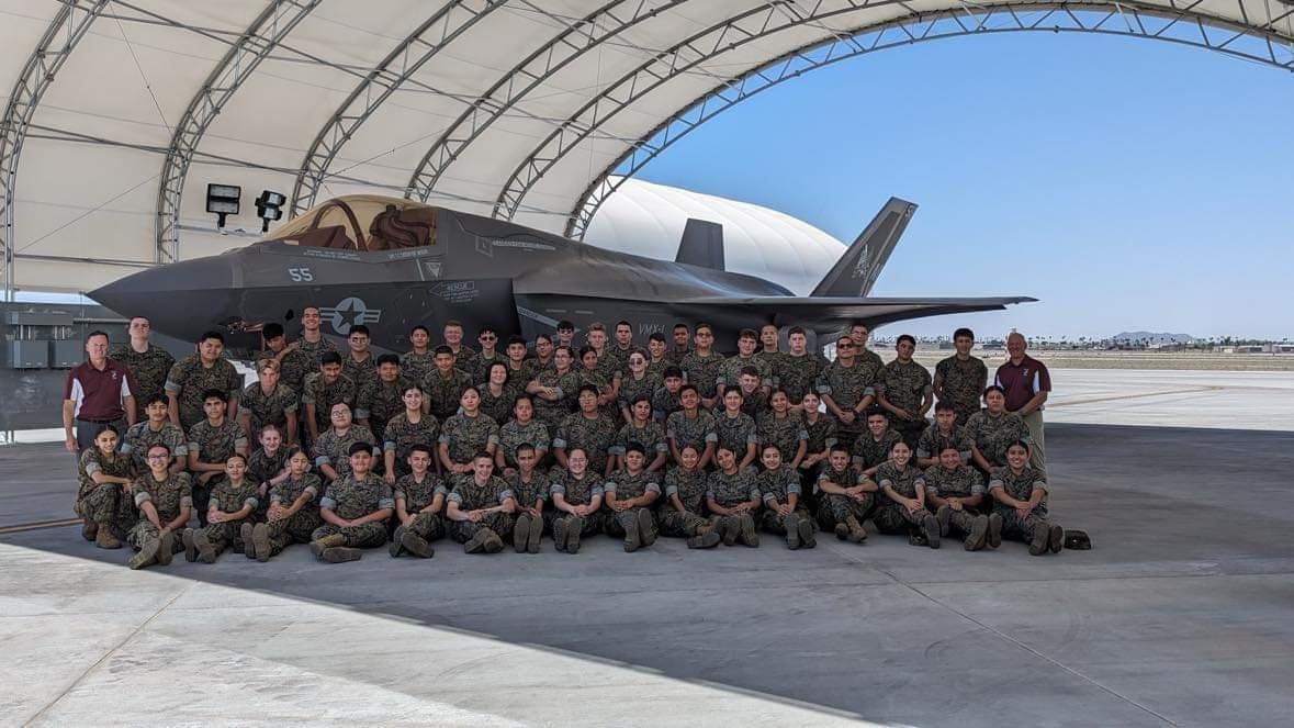 Marine F-35 Pilot Visits Kofa High JROTC, Shares Aviation Career Insights