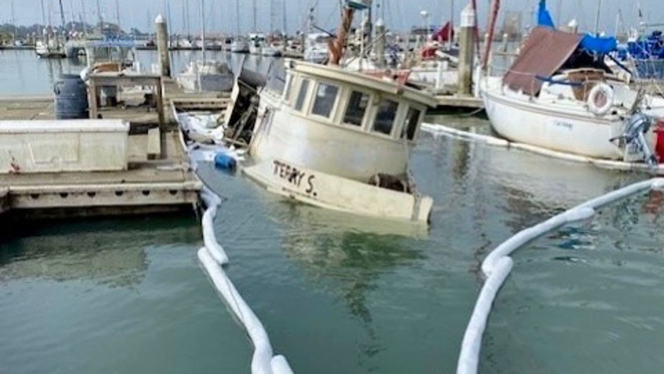 Fishing Boat Sinks at Eureka Marina, Crews Contain Fuel Spill