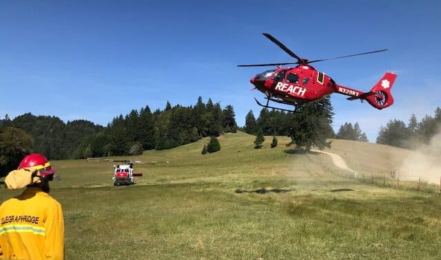 Volunteer firefighters aid injured woman in Ettersburg airlift response
