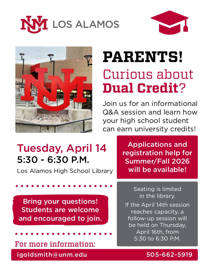 UNM-LA Hosts Dual-Credit Info Session for High School Families April 14