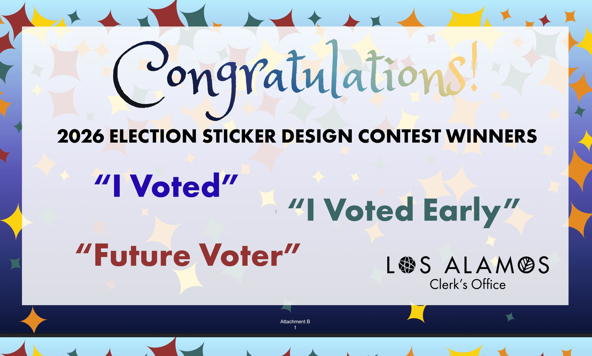 Los Alamos County selects winning student election sticker designs