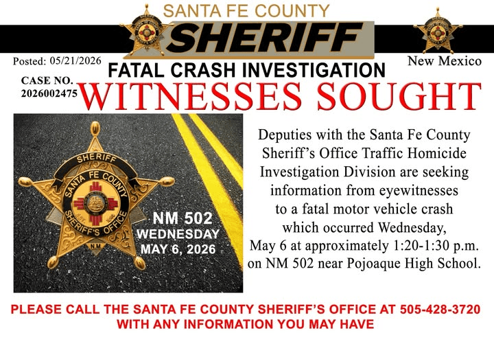 Investigators seek witnesses to fatal NM 502 crash near Pojoaque