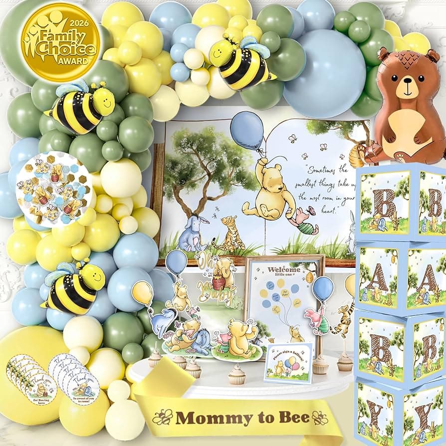 Winnie the Pooh baby shower guide embraces timeless, customizable centennial charm