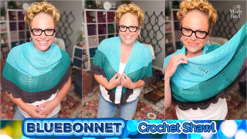 Marly Bird Revives Bluebonnet Crochet Lace Shawl for Spring Layering