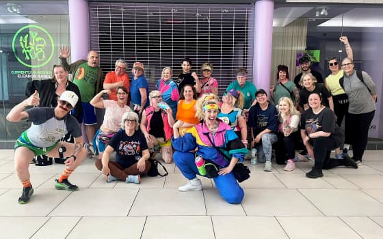 Portland mall-walking group in 1980s garb becomes a fitness hit
