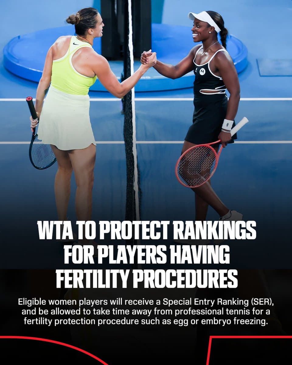 WTA expands fertility benefits, players can freeze eggs with ranking protection