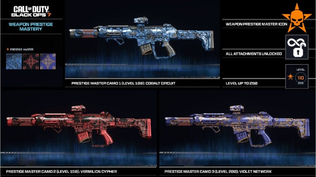 Black Ops 7 weapon prestige adds attachments, camos, and nostalgia rewards