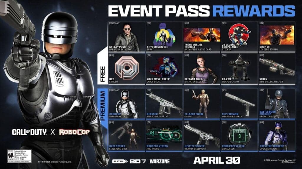 RoboCop event brings free rewards and new weapon to Black Ops 7