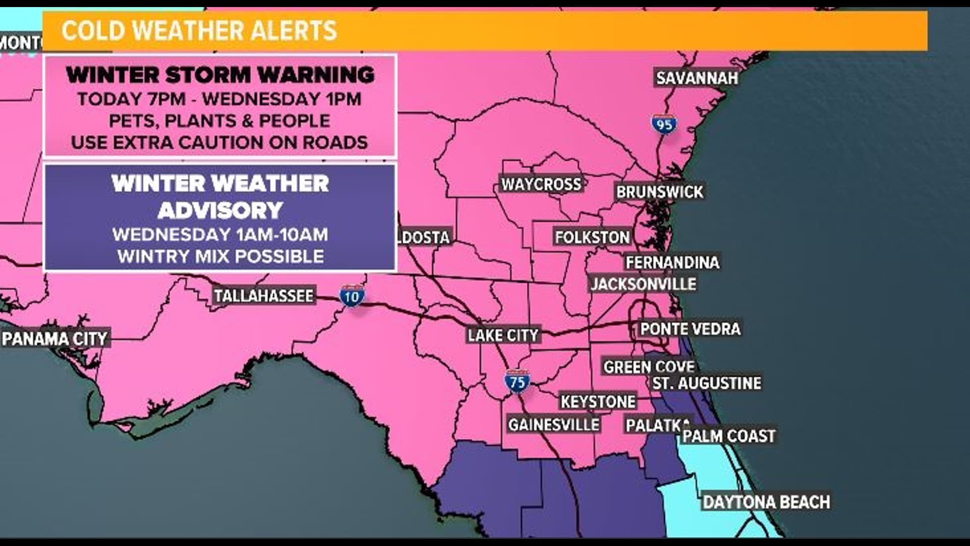 Winter storm watch issued for Jacksonville, several counties face hazardous snow
