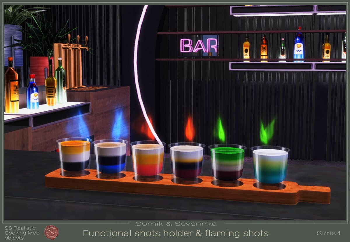 Flaming shot holder mod adds stylish group drinks to The Sims 4
