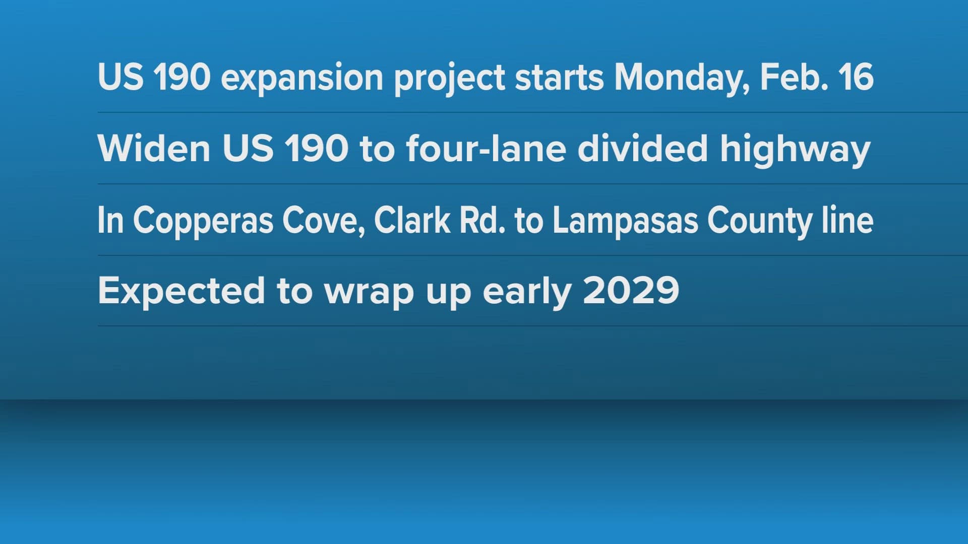 TxDOT to Begin $107.5M Widening of US 190 in Copperas Cove