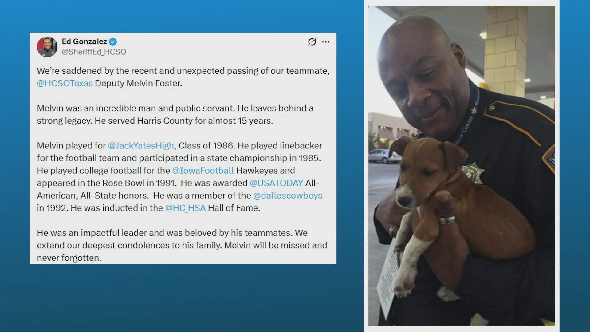 Harris County Deputy and Former NFL Player Melvin Foster Dies at 59