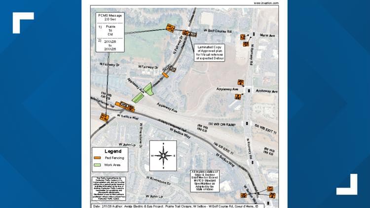 Prairie Trail closed through Feb. 28 for utility work; detour NW Blvd