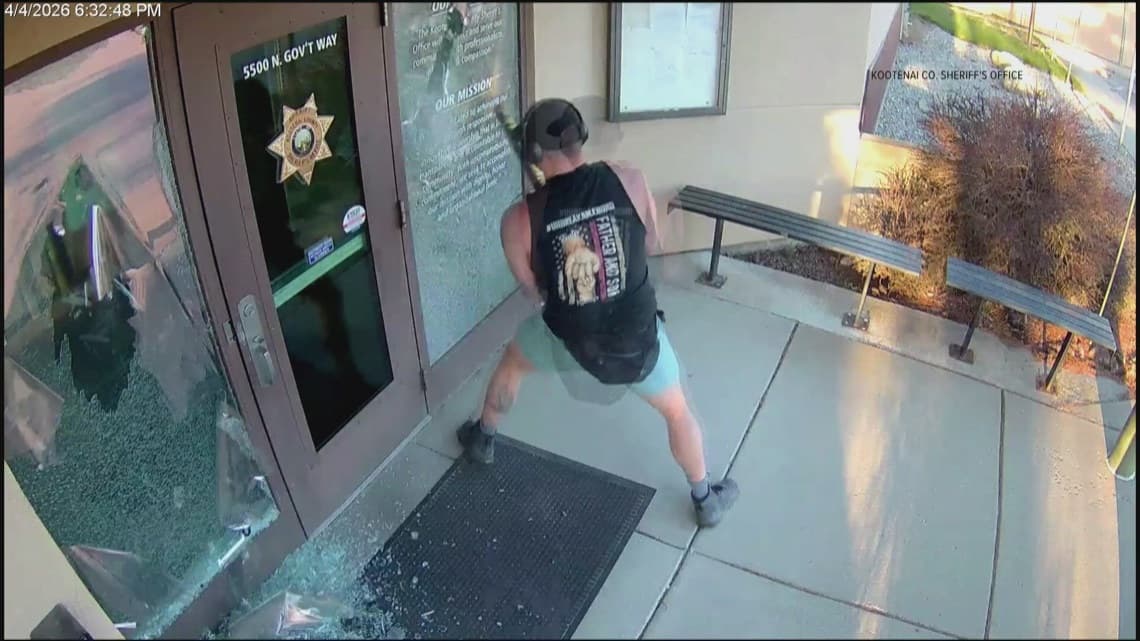 Man smashes Kootenai County sheriff’s office windows, faces felony charges