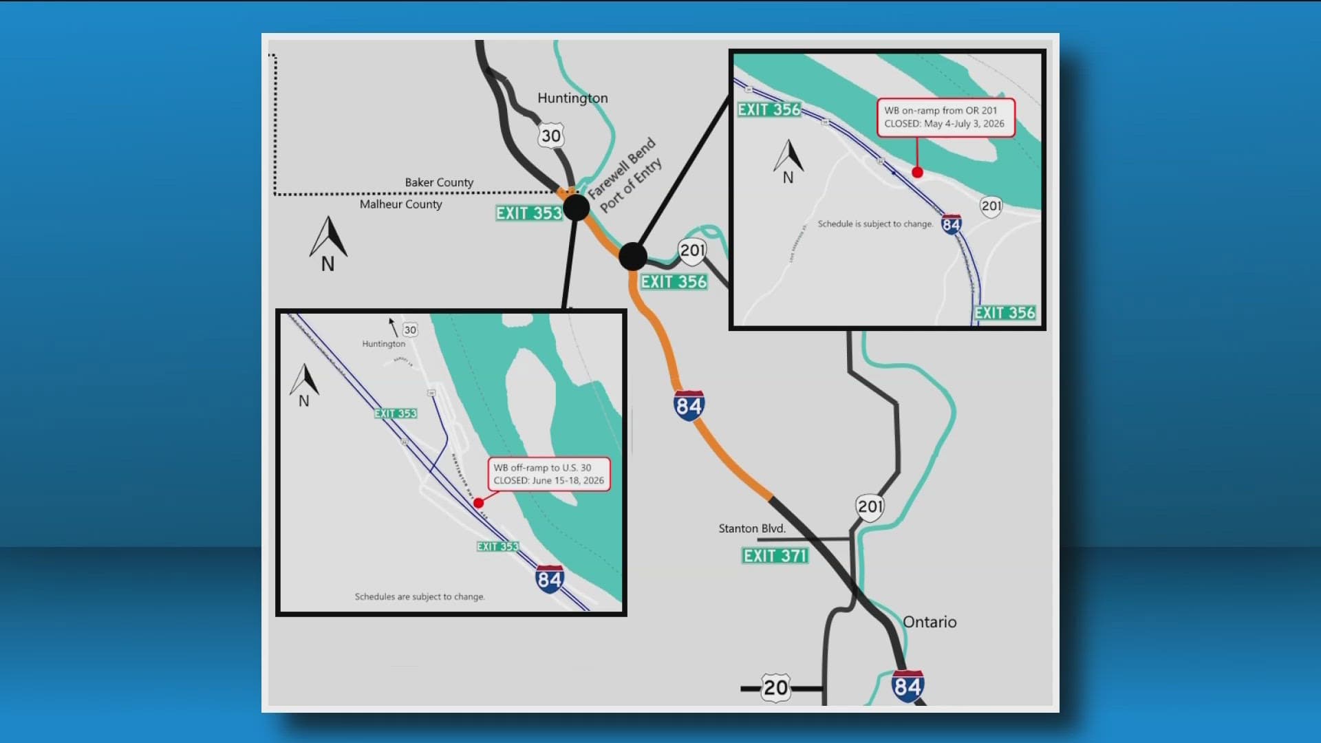 Westbound Exit 353 off-ramp near Huntington closes for paving work