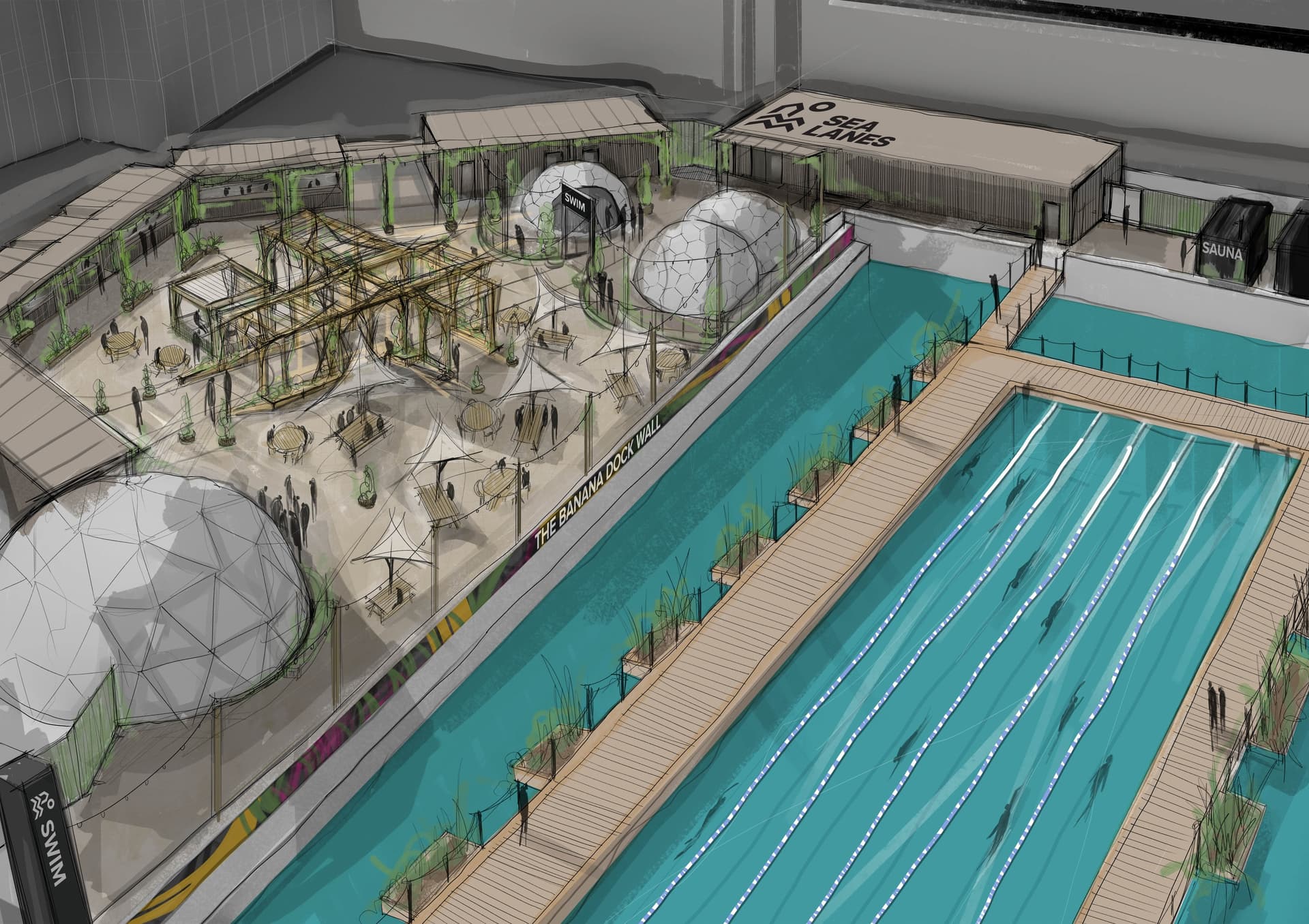 Sea Lanes Canary Wharf to open year-round floating lido on the Thames