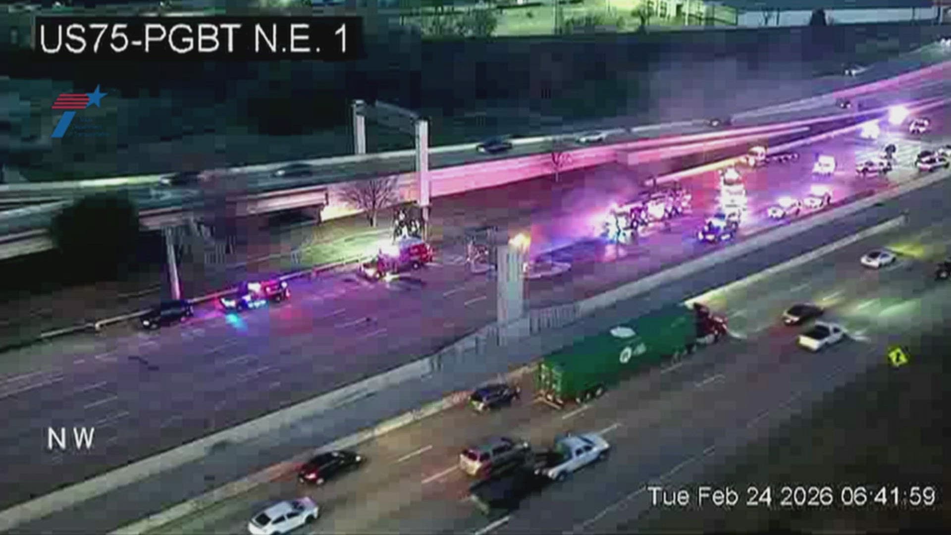 Fiery Rollover Shuts Southbound U.S. 75 at George Bush Turnpike; Driver Escapes