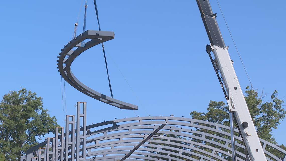 Greensboro Science Center’s Biodome takes shape with steel trusses