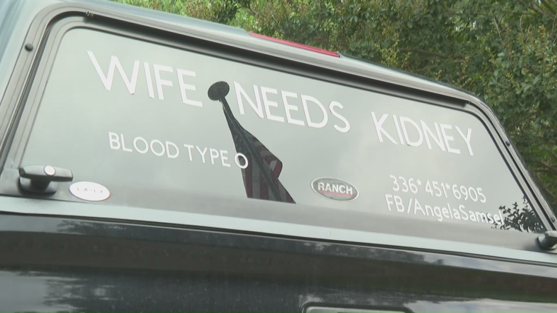Triad man drives truck sign to find wife a kidney donor
