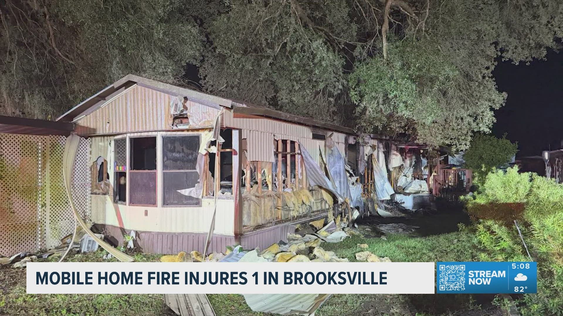 Brooksville mobile home fire sends resident to hospital with smoke inhalation